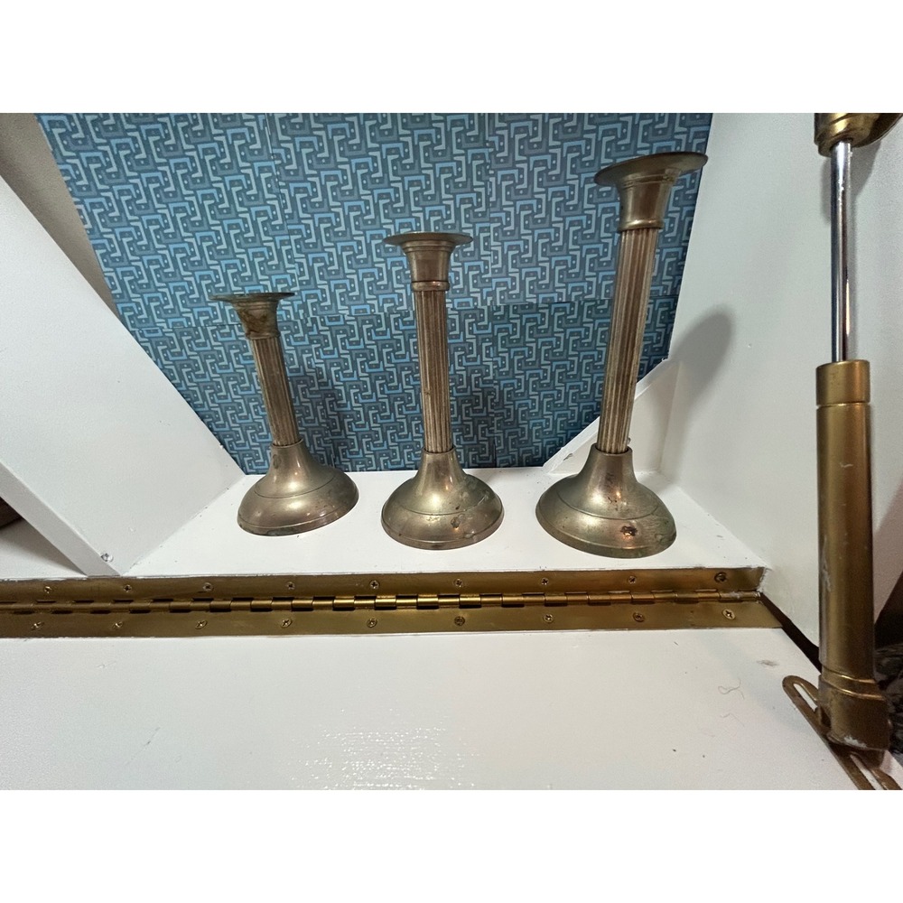 International Silver Co Brass Candlestick Holders Set of 3 Vintage Fluted India